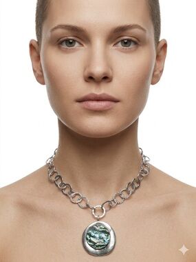 ALM SoHo 20” Silver Tone and Shell necklace